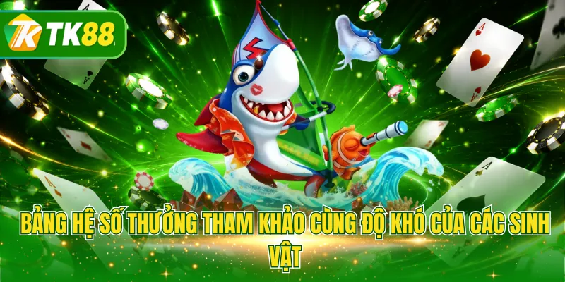Bảng hệ số thưởng tham khảo cùng độ khó của các sinh vật
